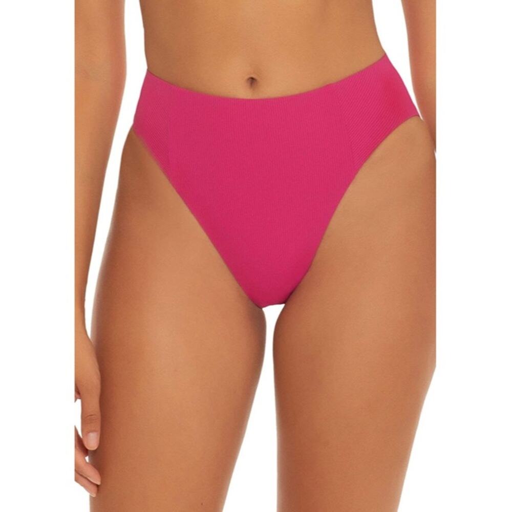 Becca RASPBERRY Ribbed High Waist Bikini Bottom